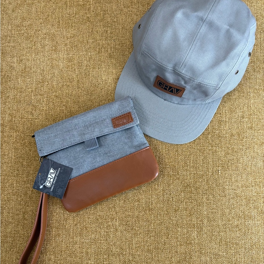 Gray and Brown Bag (smell proof) and Cap Set - Picture 5 of 7